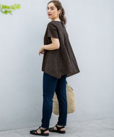 23区 L 【Lサイズ限定/洗える】スカーフプリントコンビ バックフレア カットソー