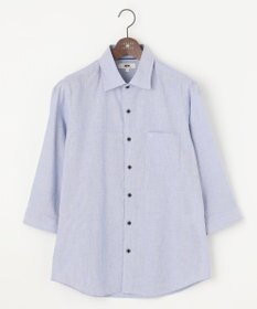 JOSEPH ABBOUD 【サスティナブル・７分袖】コットンリヨセルリネンコードストライプ シャツ ブルー系1