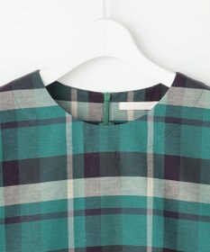 自由区 L コットンリネンチェック ブラウス