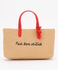 ANY ワイドフェイクラフィアトートバッグ レッド