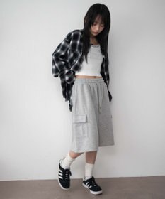 WEGO 【ウエストゴム】スウェットカーゴハーフパンツ