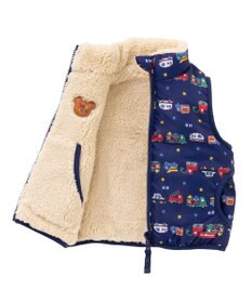 MIKI HOUSE HOT BISCUITS 【80-120cm】 裏ボアフリース リバーシブル総柄ベスト