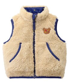 MIKI HOUSE HOT BISCUITS 【80-120cm】 裏ボアフリース リバーシブル総柄ベスト