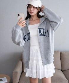 WEGO グラフィックBIGZIPパーカー