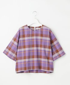 自由区 L コットンリネンチェック ブラウス