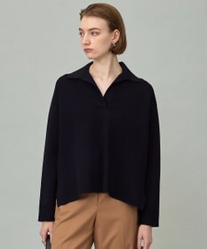 ICB L 【洗える】 シンセティックダブルフェイス スキッパーニットプルオーバー
