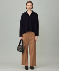 ICB L 【洗える】 シンセティックダブルフェイス スキッパーニットプルオーバー