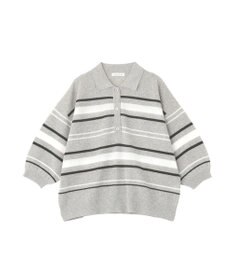 Green Parks 衿付き７分袖ニットプルオーバー