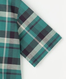 自由区 L コットンリネンチェック ブラウス