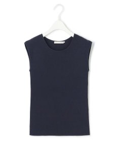 ICB 【UVカット・洗える】 オーガニックコットンリブ ノースリーブニット ネイビー系