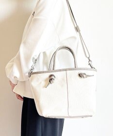 Hekhèr Le Style de Vie 【日本製 / 2WAY】コットンキャンバス×シュリンクレザー ノットハンドバッグ medium