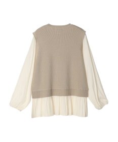 Green Parks とろみ布帛ドッキングニットチュニック