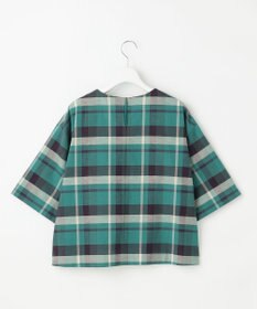 自由区 L コットンリネンチェック ブラウス