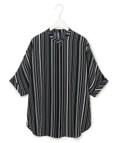 ICB L 【新色追加・接触冷感・UVケア・速乾・洗える】BackSatinAmunzen 5分袖バンドカラーブラウス