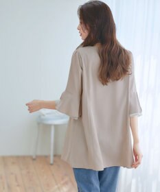 Tiaclasse 【新色追加・洗える】シフォンフレア袖チュニックブラウス