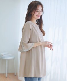 Tiaclasse 【新色追加・洗える】シフォンフレア袖チュニックブラウス