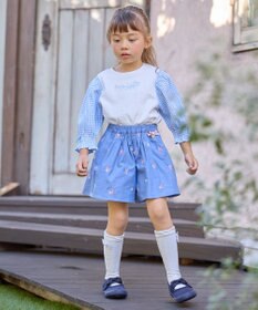 ANY KIDS 袖ギンガム 七分袖 Tシャツ