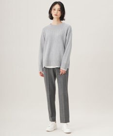 自由区 【撥水加工・洗える】TRギャバ裏起毛チェック柄テーパード パンツ