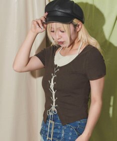 WEGO フロントレースアップレイヤードT