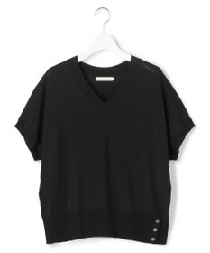 ICB L 【先行予約】クリアレーヨンストレッチライト フレンチスリーブニット