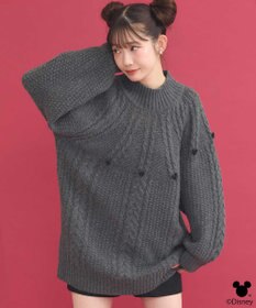 earth music&ecology Disney/ポイントミッキーケーブルニット