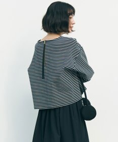 UNFILO ドライタッチリブ バックZIP ボーダートップス