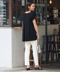 自由区 【XSサイズ~/洗える】ドレーピーポンチフレンチスリーブ カットソー