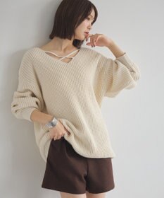 earth music&ecology 【毛玉防止 / 洗濯機洗い可】アンチピリングクロスネックルーズニット