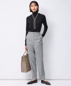 23区 【洗える】ウォームストレッチ チェック テーパード パンツ