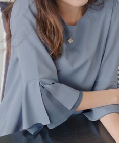 Tiaclasse 【新色追加・洗える】シフォンフレア袖チュニックブラウス