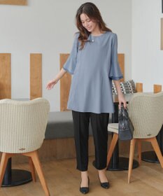 Tiaclasse 【新色追加・洗える】シフォンフレア袖チュニックブラウス