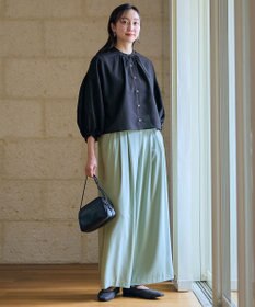 ANY シアーテックリネンギャザーブラウス