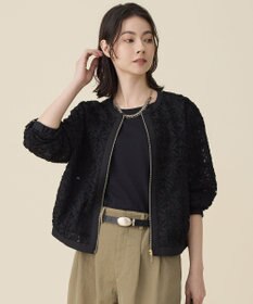 自由区 L 【17号サイズまで展開】テープエンブロイダリー ブルゾン