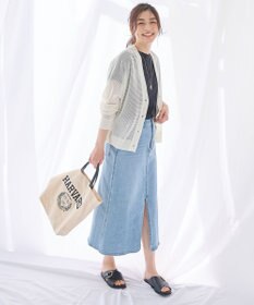 ANY L メッシュＶネックニットカーディガン