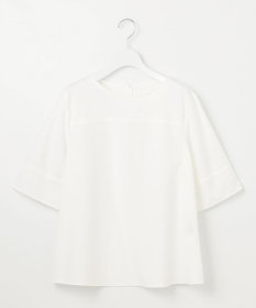 自由区 【洗える】ストレッチシャーティング5分袖 ブラウス