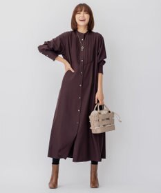 23区 L 【CLASSY.コラボ/洗える】ウールストレッチツイル ピンタック ワンピース