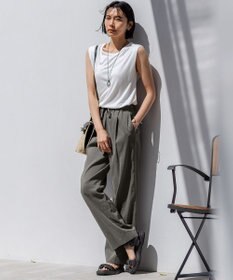 23区 【洗える】リネンレーヨンストレッチ ドロスト パンツ