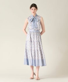 GRACE CONTINENTAL リボンプリントノースリーブトップ