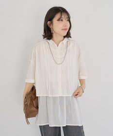 Green Parks Ｉ　ＳＥＴ２点　ギャザーシャツ＋布帛インナー