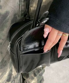 WEGO ベルト2ポケットデザインボストンバッグ