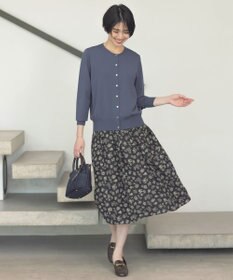 J.PRESS LADIES L 【WEB限定・洗える】ラインフラワープリント タック スカート