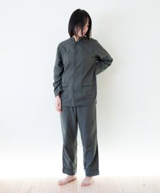 京和晒綿紗 【紗栄子さん愛用パジャマの色違い/UNISEX】ガーゼパジャマ 2重合わせ 草木染め【すみくろ】