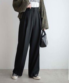 WEGO ハイウエストタックワイドスラックパンツ