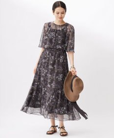 自由区 【セットアップ対応・洗える】ボタニカルフラワープリント ブラウス