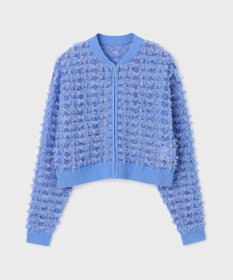 GRACE CONTINENTAL フリンジニットzipカーディガン