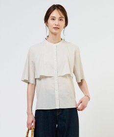 J.PRESS LADIES 【一枚で着映え】シルフィーローン ストライプ バンドカラー ブラウス
