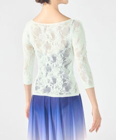 Chacott シアーレースボートネックトップ