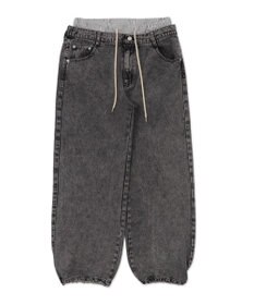 WEGO 【ユニセックス着用ITEM/MLサイズ展開/ウエストゴム】ボクサードッキングデニムパンツ