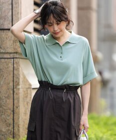 23区 【見上愛さんコラボカラー】リラクシー ポロニット [見上愛さんコラボカラー]セージグリーン系