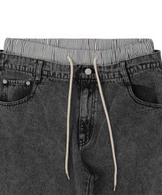WEGO 【ユニセックス着用ITEM/MLサイズ展開/ウエストゴム】ボクサードッキングデニムパンツ